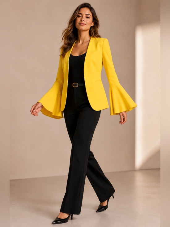 Philosophy Jackets & Blazers - Philosophy Women’s Yellow Bell Sleeve Blazer Open Front Jacket Size 8
